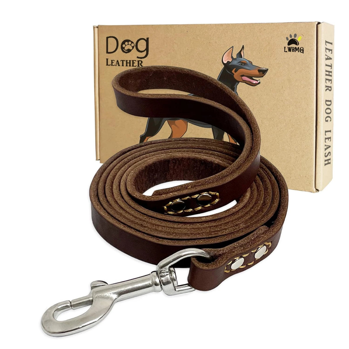 6ft Heavy Duty Leather Dog Leash for Dogs