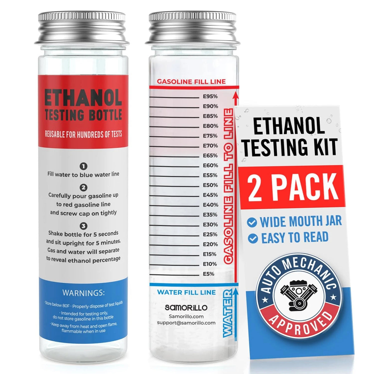 2-Pack Ethanol Testing Kit for E85 (Fuel Test Bottle)