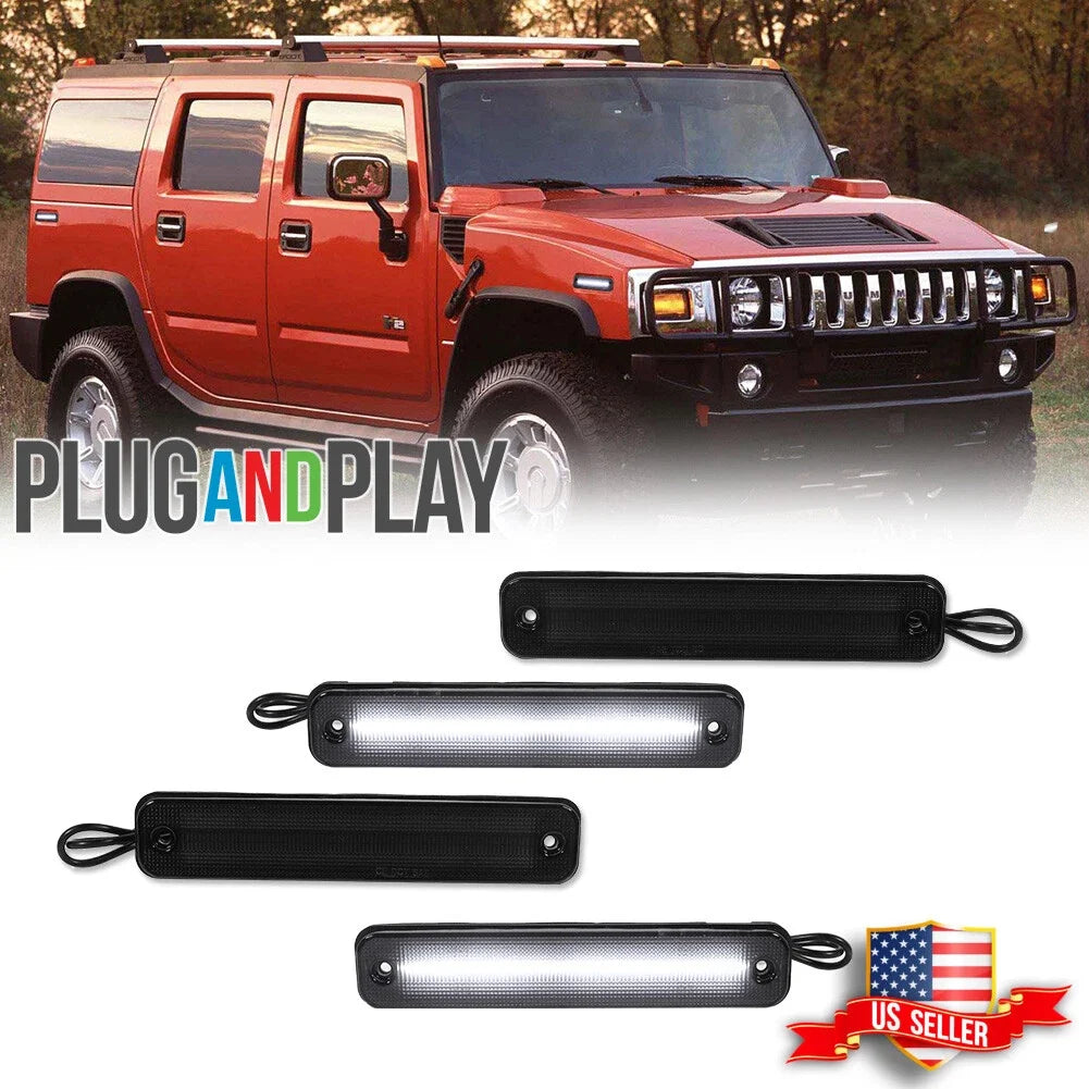 Set of 4 Smoke LED Side Fender Marker Lights for Hummer H2 (2003–2009)