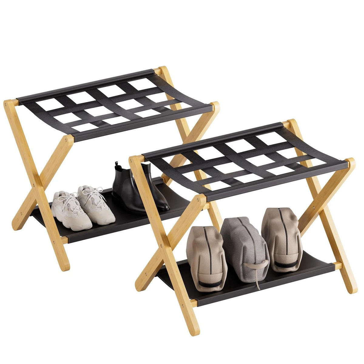 2X Luggage Rack for Guest Room (Folding Suitcase Stand)