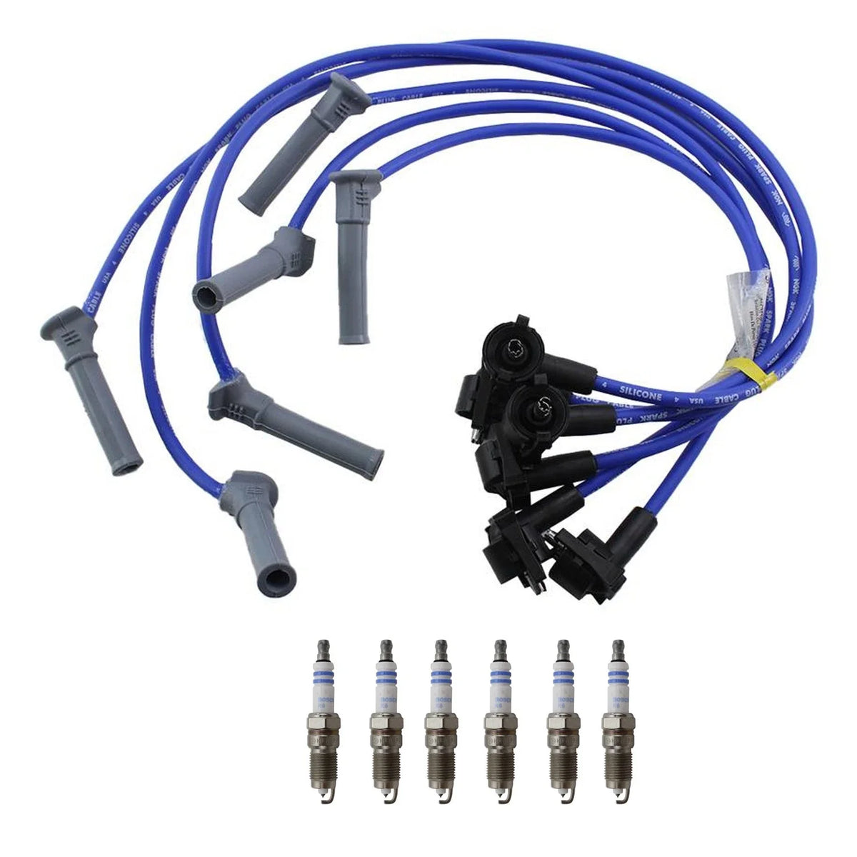 NGK Wire Set & Bosch 6 Double Platinum Spark Plugs for Ford Ranger B4000 (1998–2000)
