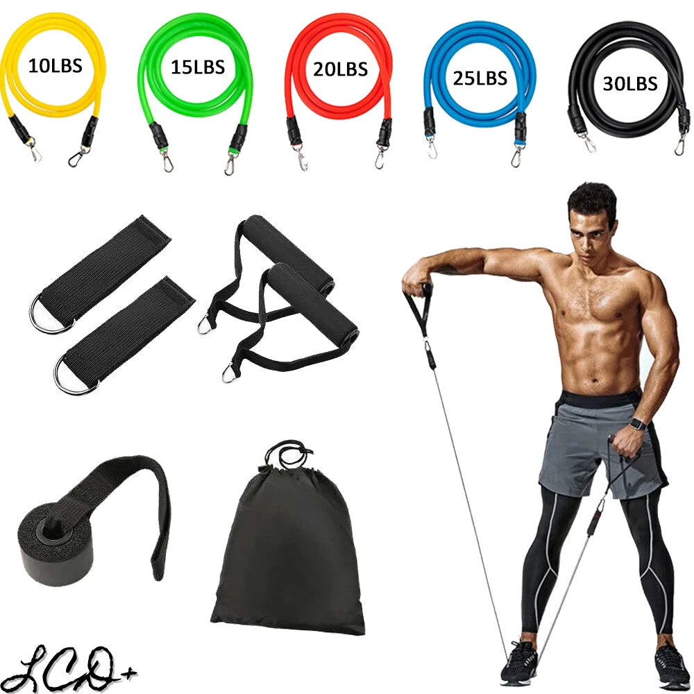 11 PCS Resistance Bands Set for Yoga Abs Exercise Fitness