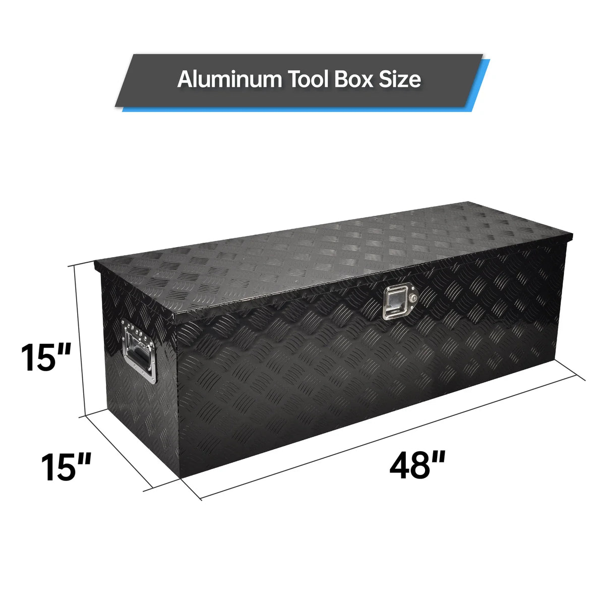 48" x 15" x 15" Black Aluminum Tool Box for Pickup Truck (Universal Fit)