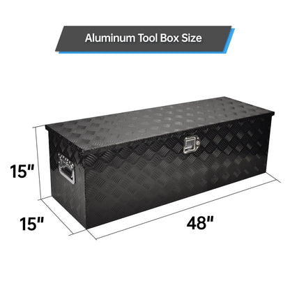 48" x 15" x 15" Black Aluminum Tool Box for Pickup Truck (Universal Fit)