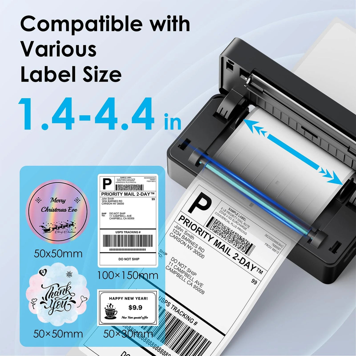 4x6 Thermal Label Printer for KNAON Shipping (Portable, Black)