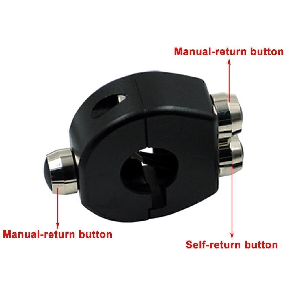 7/8" 22MM CNC Motorcycle Handlebar Black Switch Self Latch Button