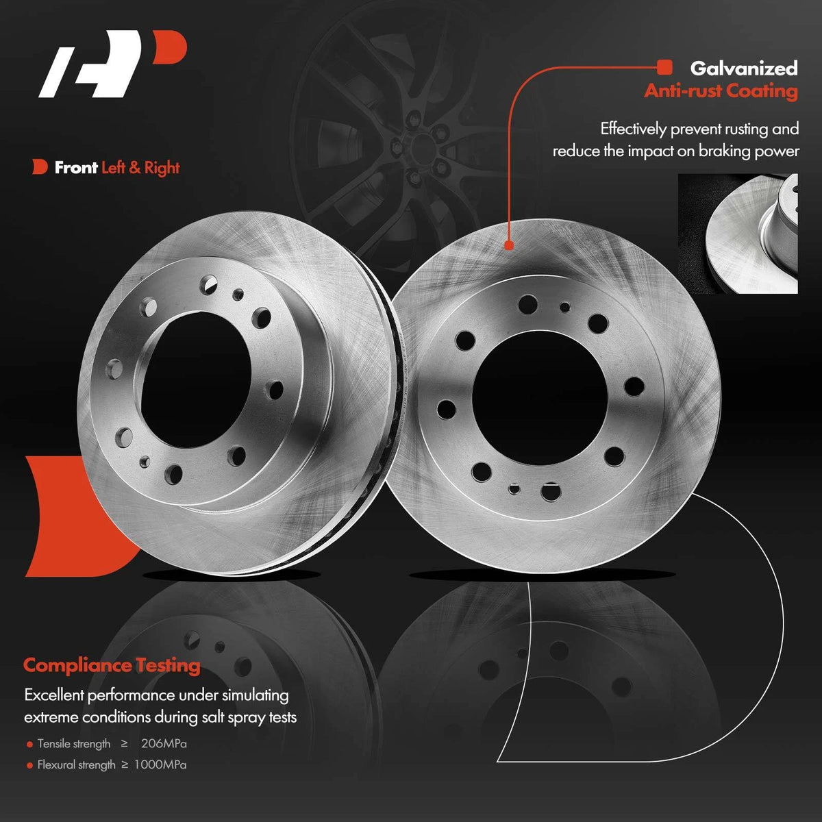 Front Disc Brake Rotor & Pad Set for GMC Sierra Chevy Silverado (R-55072, BR55072)