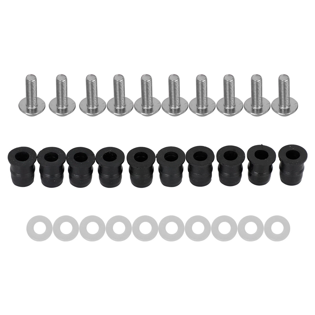 10x Aluminum M5x16mm Screen Bolts Rubber Well Nuts for Yamaha (M525-A071-SIL)