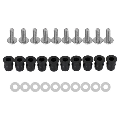 10x Aluminum M5x16mm Screen Bolts Rubber Well Nuts for Yamaha (M525-A071-SIL)