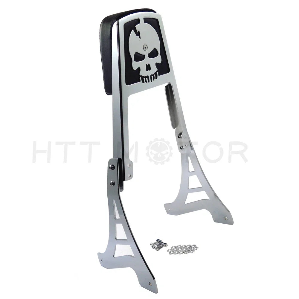 Chrome Skull Backrest Sissy Bar with Leather Pad for Harley Sportster (1200, 883)