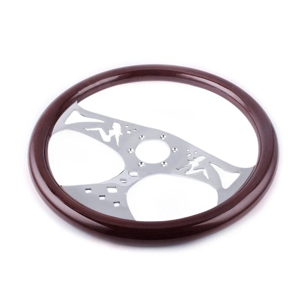 Racing 380mm 15" Classic Wood Grain Deep Dish Steering Wheel for Universal