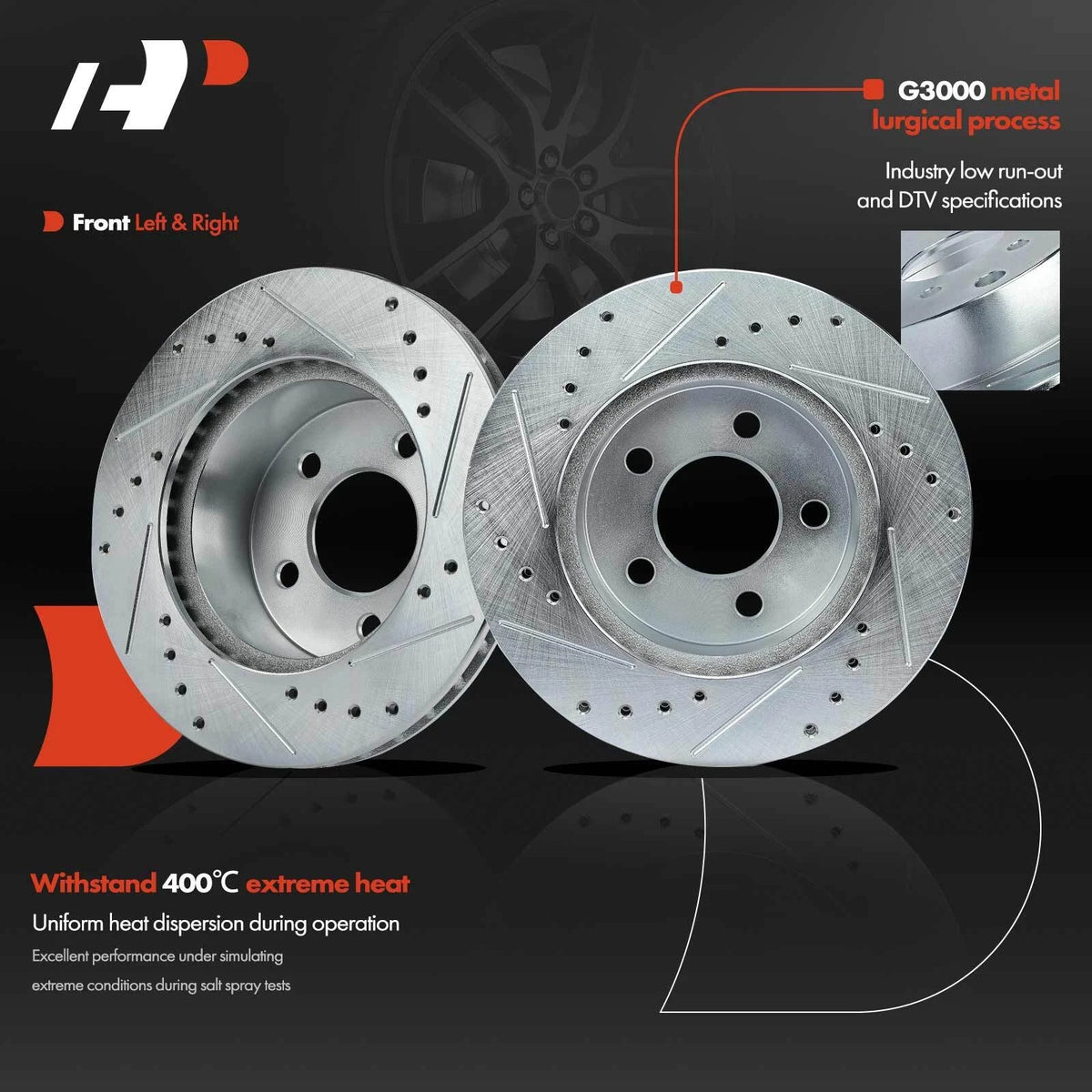Front Drilled Brake Rotors for Jeep Grand Cherokee Wrangler (1993–1998)