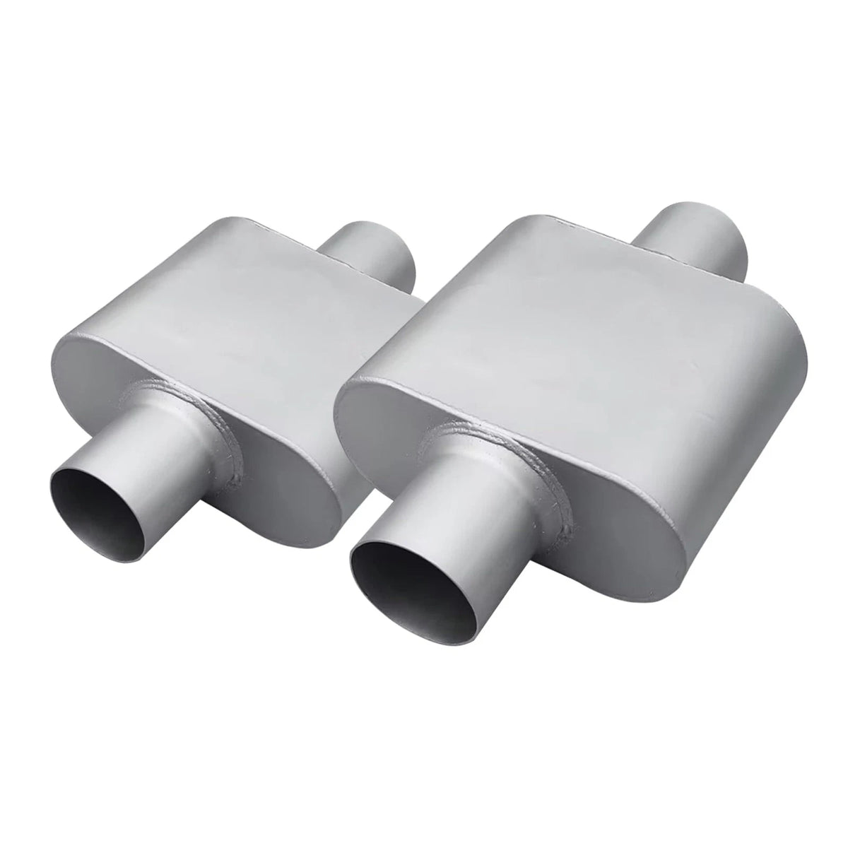 Set of 2 Universal 3" Inlet Outlet Single Chamber Muffler Deep Sound