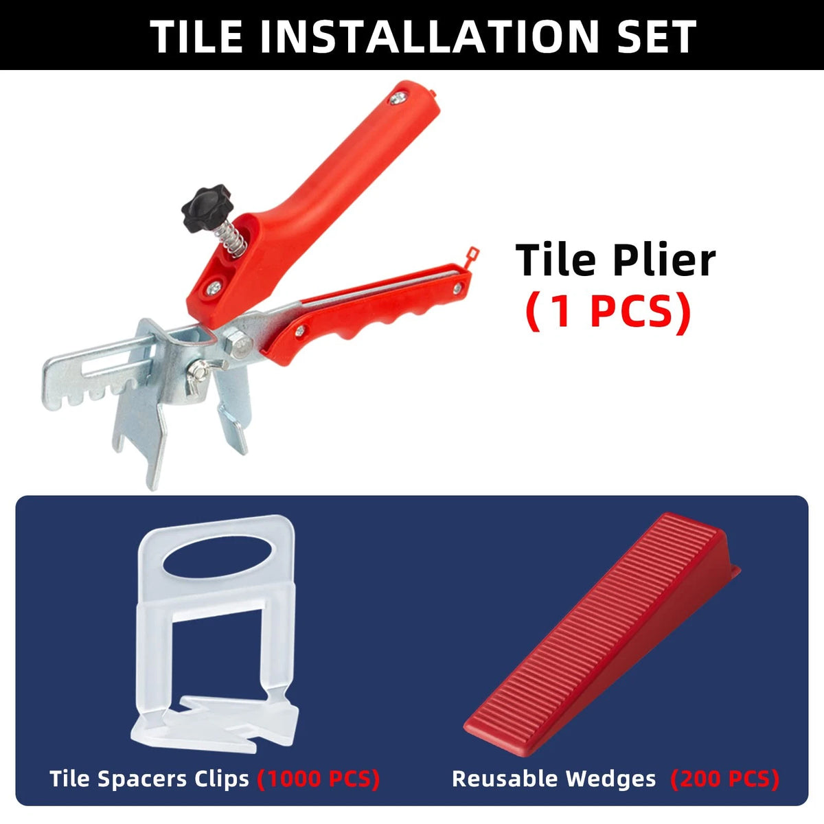 Tile Leveling System with Plier and 1000-Piece Spacers 1/16 Inch