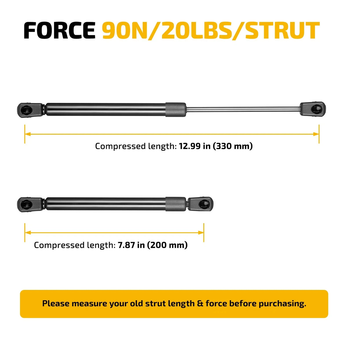 Gas Shocks for Leer Camper Shell (13 Inch, 20LB, 90N, C16-20125A)
