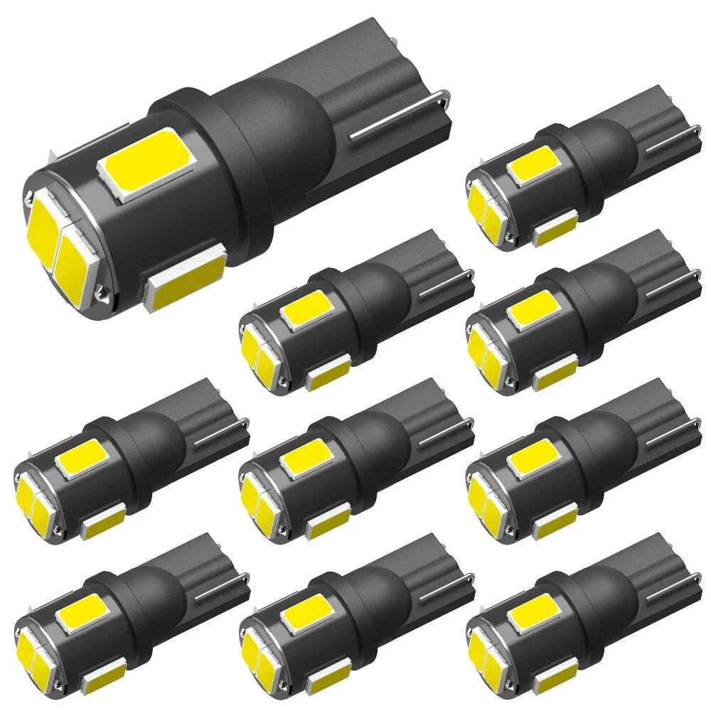 10X T10 LED License Plate Bulbs for Various Vehicles (168 2825 194 W5W)