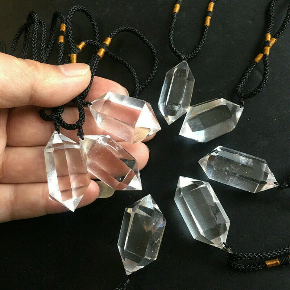 Natural Clear Quartz Crystal Pendant Necklace for Chakra Healing