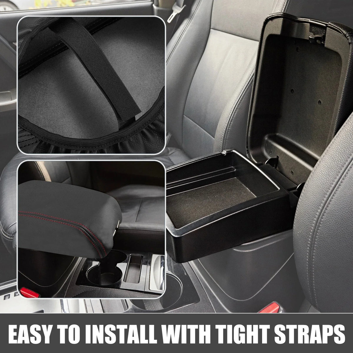 Center Console Armrest Cover for Dodge Durango (2011–2021) Black Red Stitches 723115424430