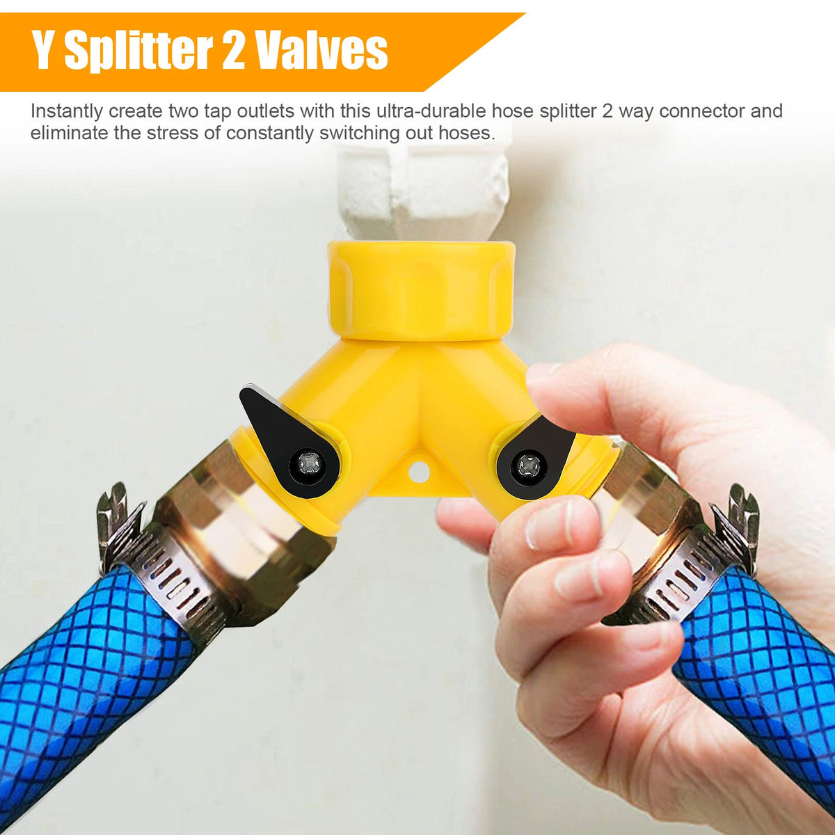 2X 3/4" Y Valve Adaptor for Garden Water Hose Splitter Connector