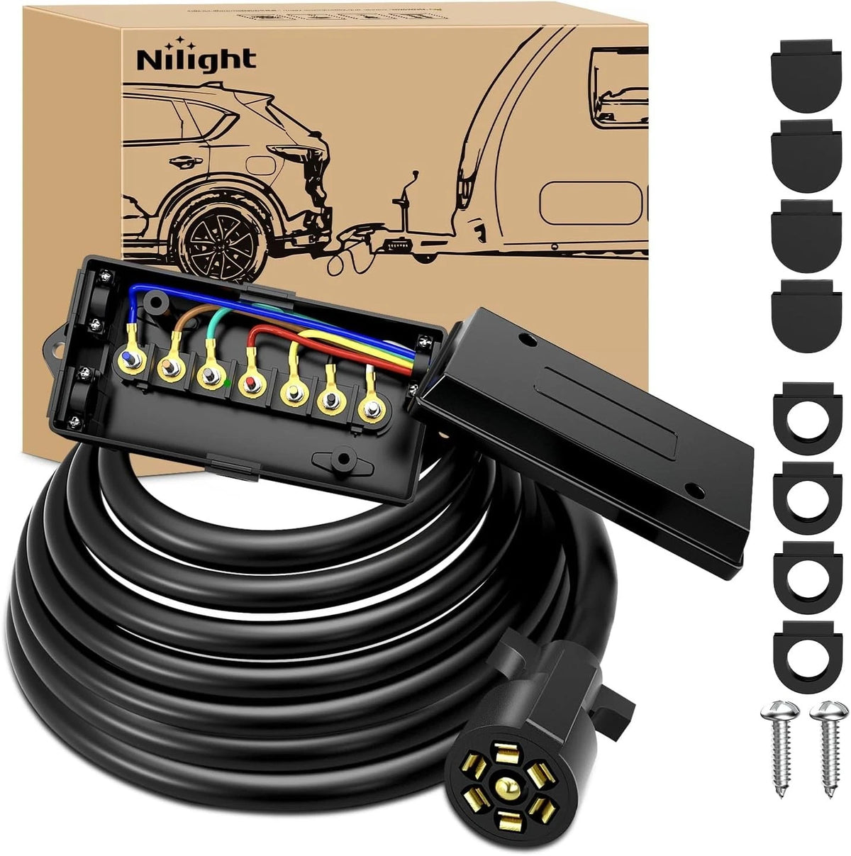 7 Way Trailer Wiring Harness for RV (16ft Connector)