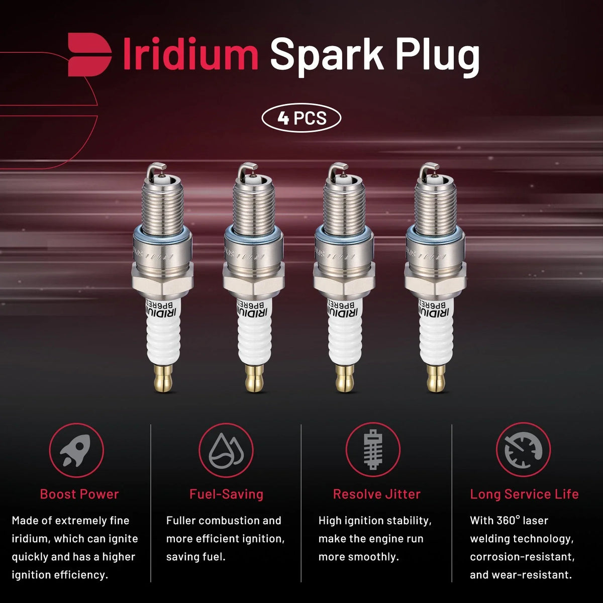 Set of 4 Spark Plugs for Jeep Cherokee CJ5 CJ6 Grand Wagoneer (1972–1993)