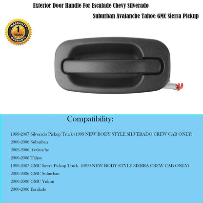 Rear Left Driver Exterior Door Handle for Chevy Suburban (Black)
