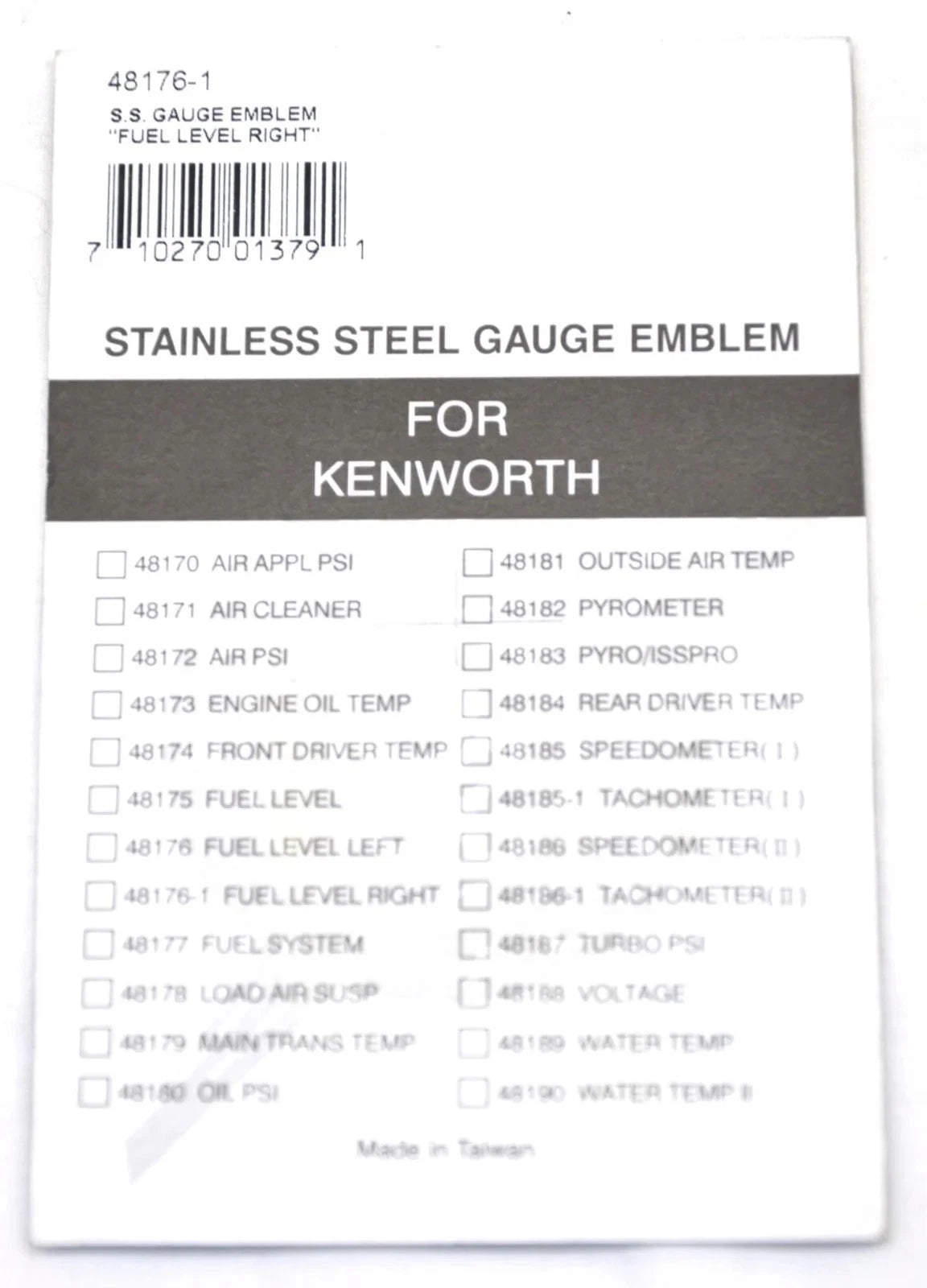 Gauge Emblem for Kenworth Fuel Level Right (UP#48176-1)