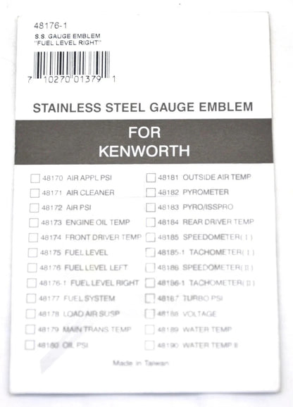Gauge Emblem for Kenworth Fuel Level Right (UP#48176-1)
