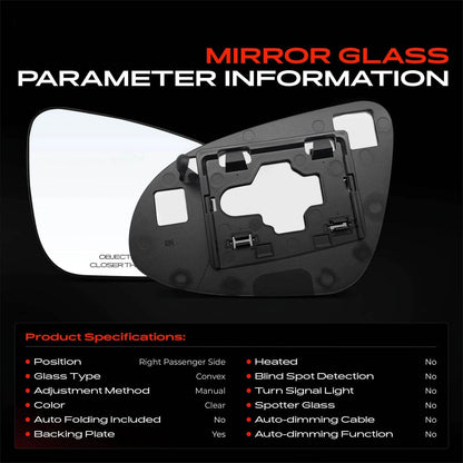 Manual Mirror Glass for Toyota Camry (2012–2014) - 8791706400, TO1325118