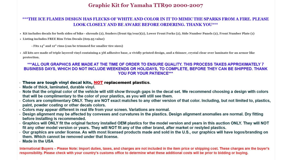 Graphic Stickers +#PLT/RIM Decals for Yamaha TTR90 (2000–2007)