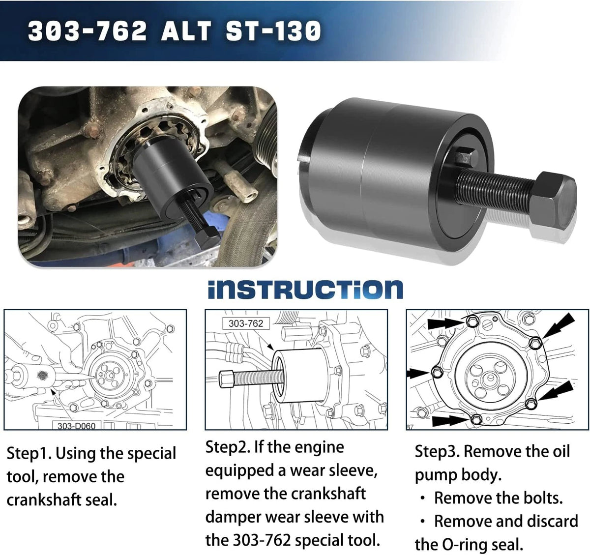 Crankshaft Seal Installer & Remover Tool for Ford 6.0L (98autoR74)