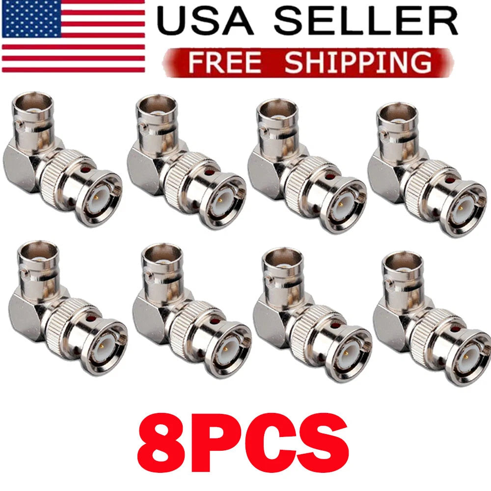 8x BNC Right Angle Adapter Male to Female RF Coax Cable 90 Degree