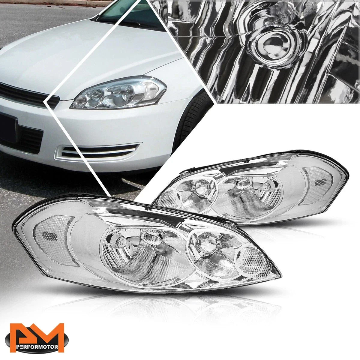 Chrome Housing Clear Corner Signal Headlights for Chevy Impala (2006–2016)