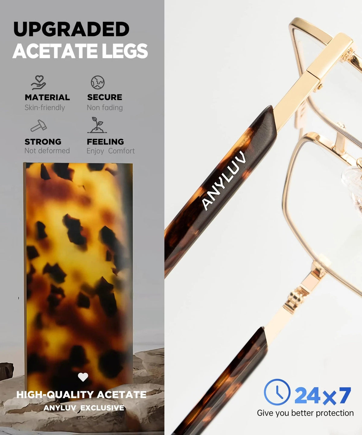 Blue Light Glasses for Men/Women (Medium, A02-gold/Tortoiseshell)