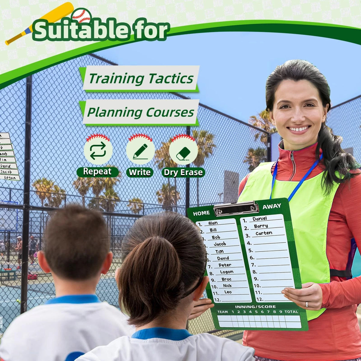 Set of 2 Baseball Dry Erase Coaching Clipboards
