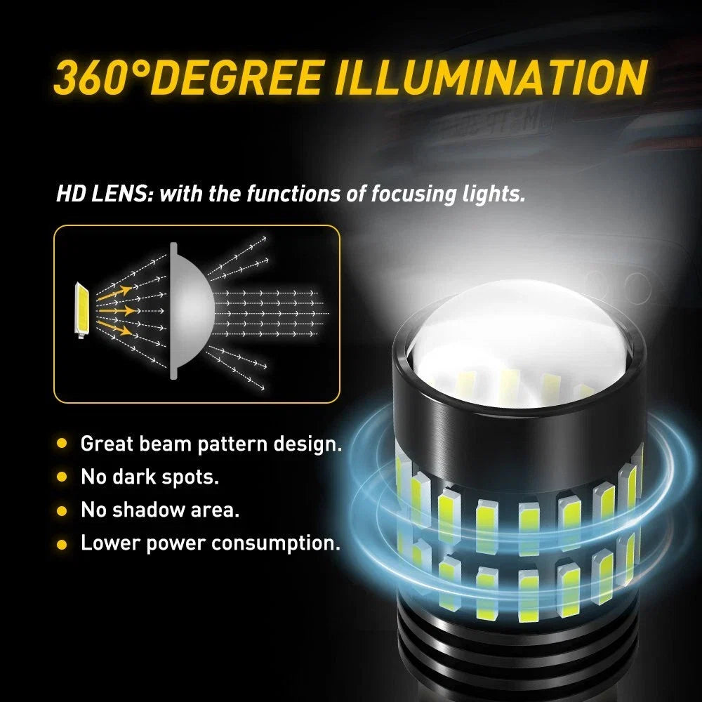 2X White 1156 BA15S 48SMD LED Turn Signal Bulbs for Cars