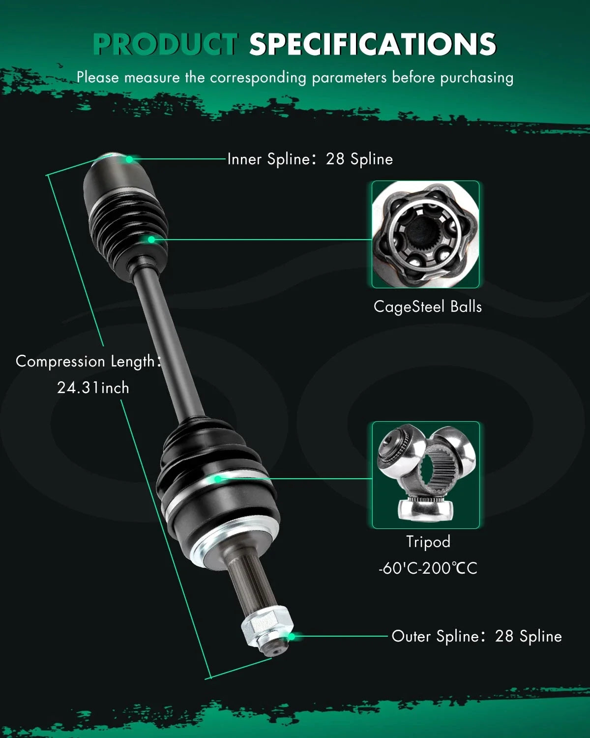 CV Axle Assembly for Honda Accord V6 3.0L (2003–2007)