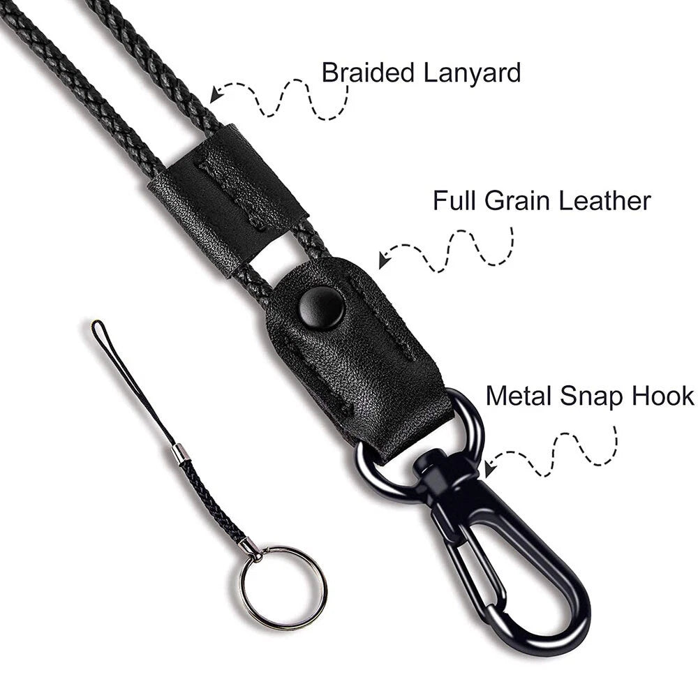 Braided Leather Badge Lanyard for Adjustable Length (USA)