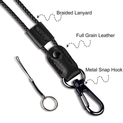Braided Leather Badge Lanyard for Adjustable Length (USA)