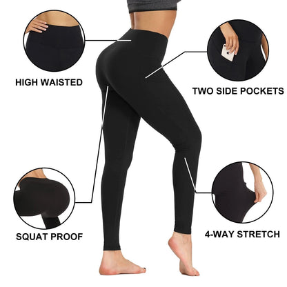 High Waist Yoga Pants for Women X-Large (Black)