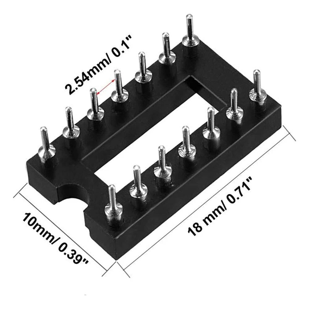 100X 14Pin DIP SIP Round IC Sockets Adaptor Solder Type Gold Plated