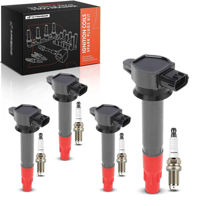 Set of 4 Ignition Coils & 4 Iridium Spark Plugs for Mitsubishi Outlander (1832A025, SKIC074)