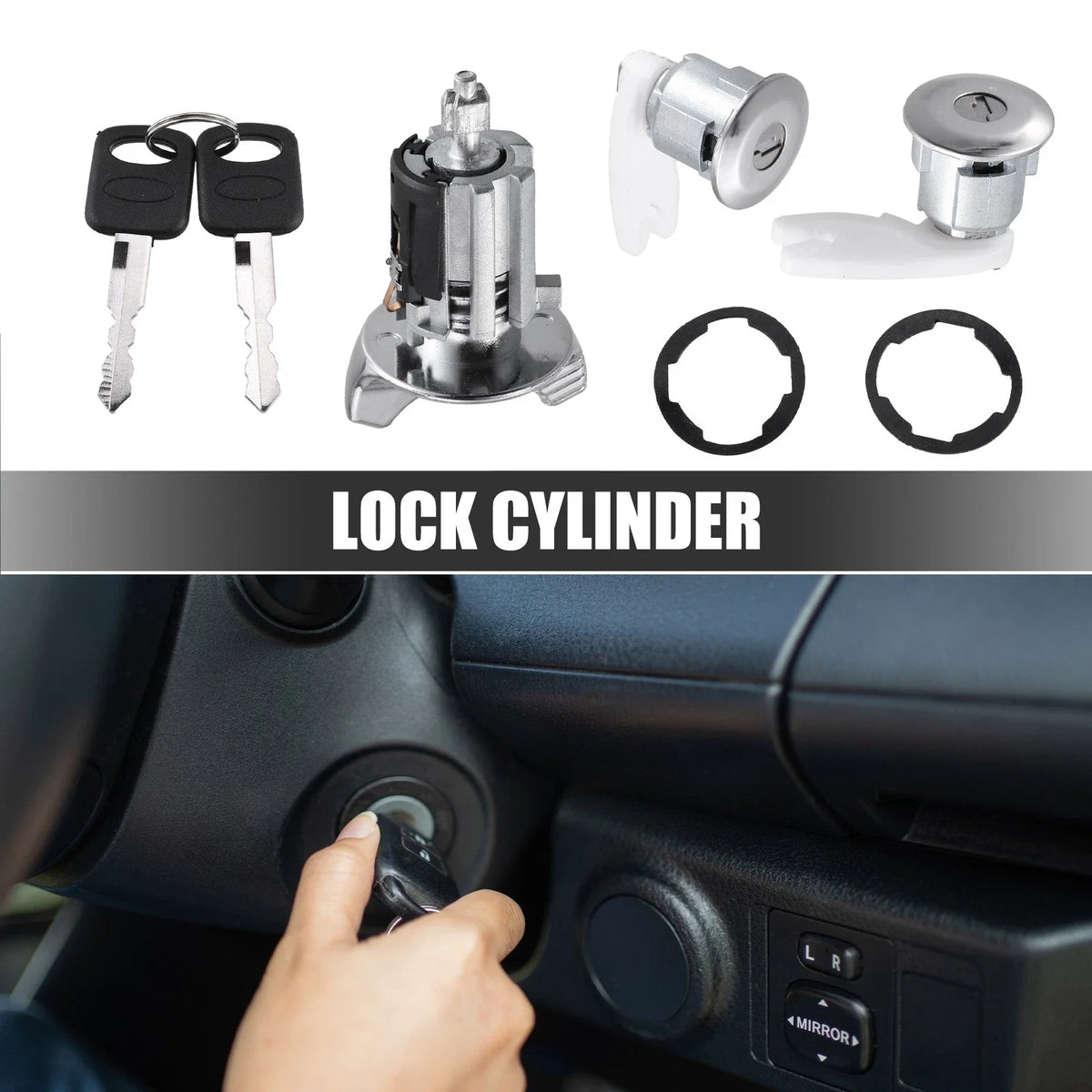 Ignition Switch Lock Cylinder Door Lock Cylinder Kit with 2 Keys for Ford F150 (1997–2003)