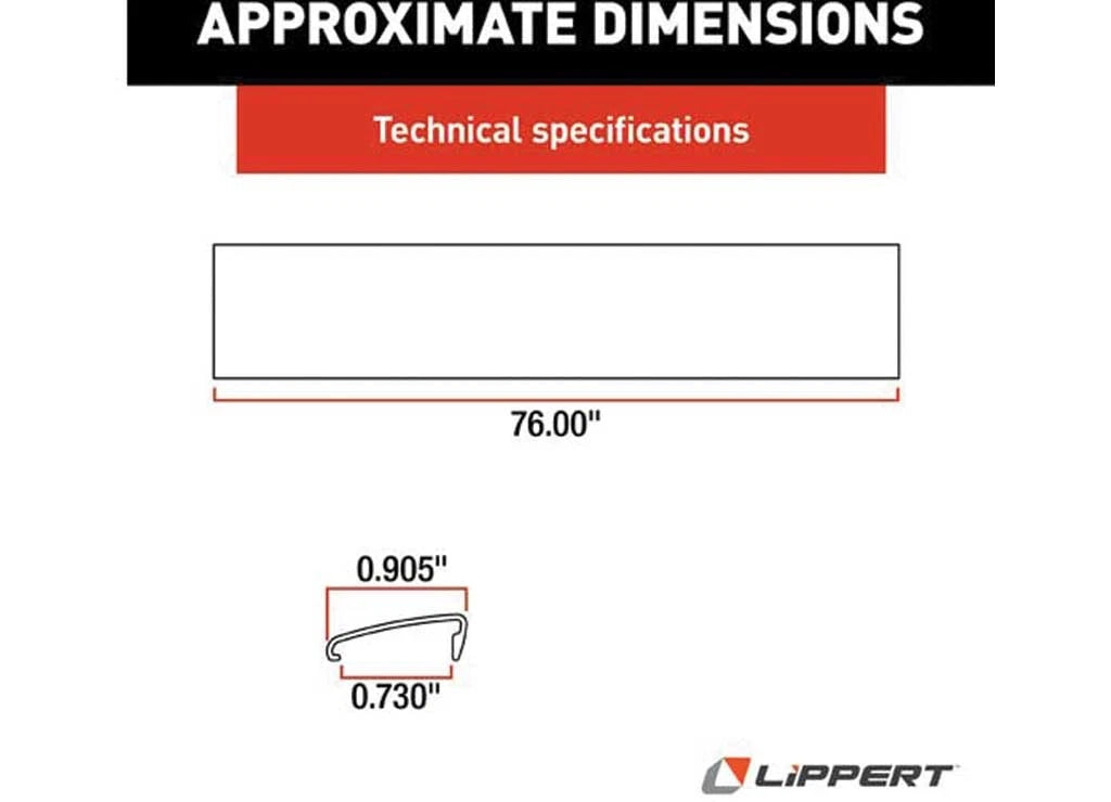 76" Snap Trim Screw Cover for Lippert (Cut To Length)
