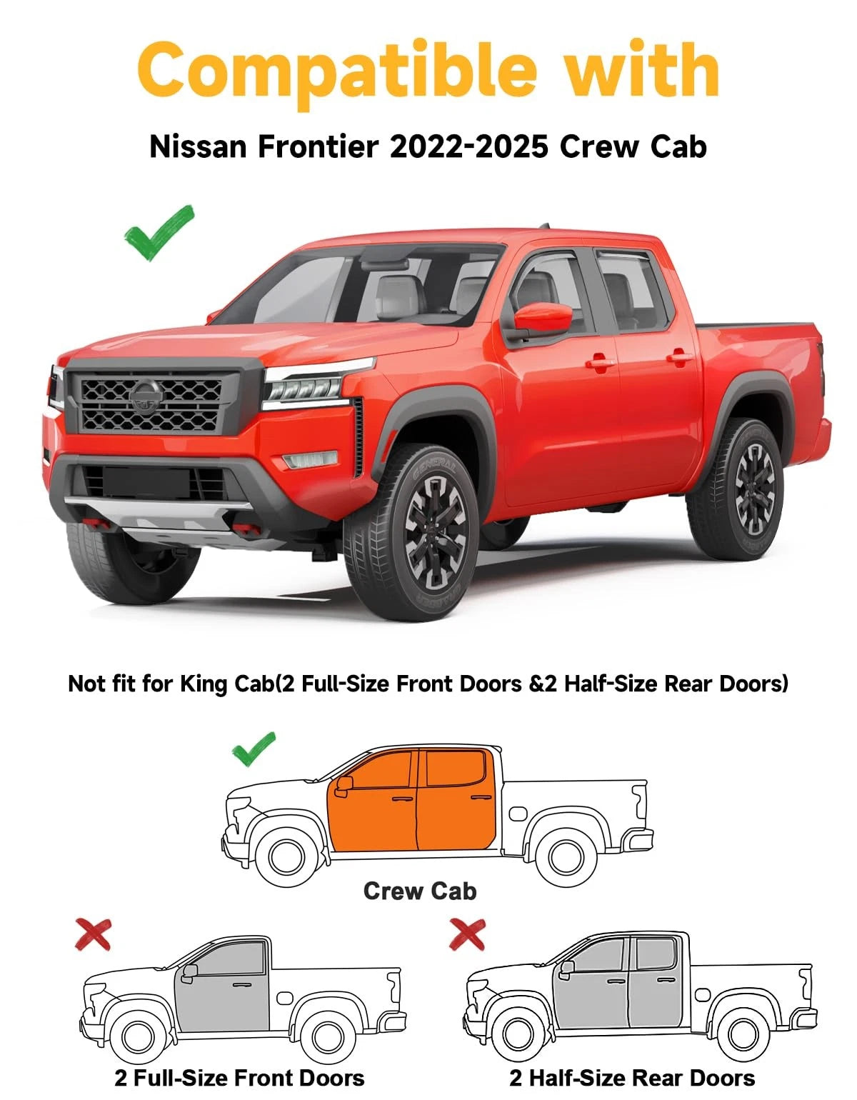 Set of 4 Window Rain Guards for Nissan Frontier (2022–2026)