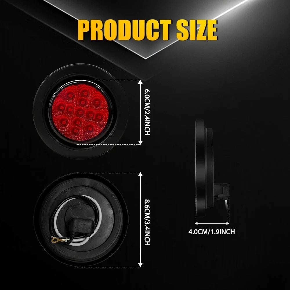 Set of 4 DOT Round Red LED Trailer Side Marker Lights for Truck (Fits 2.5 Inch)