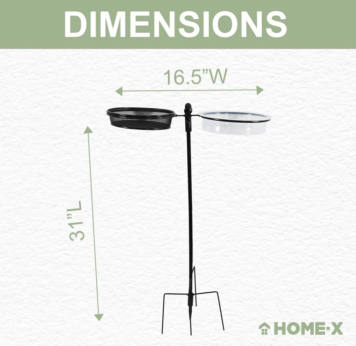 Dual Bird Feeder & Bird Bath Stand for In-Ground Outdoor Use