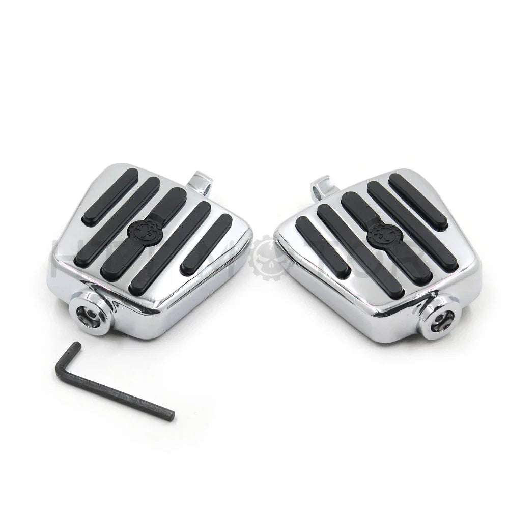2X Mini Chrome Mount Foot Pegs and Pedal Pads for Harley Davidson