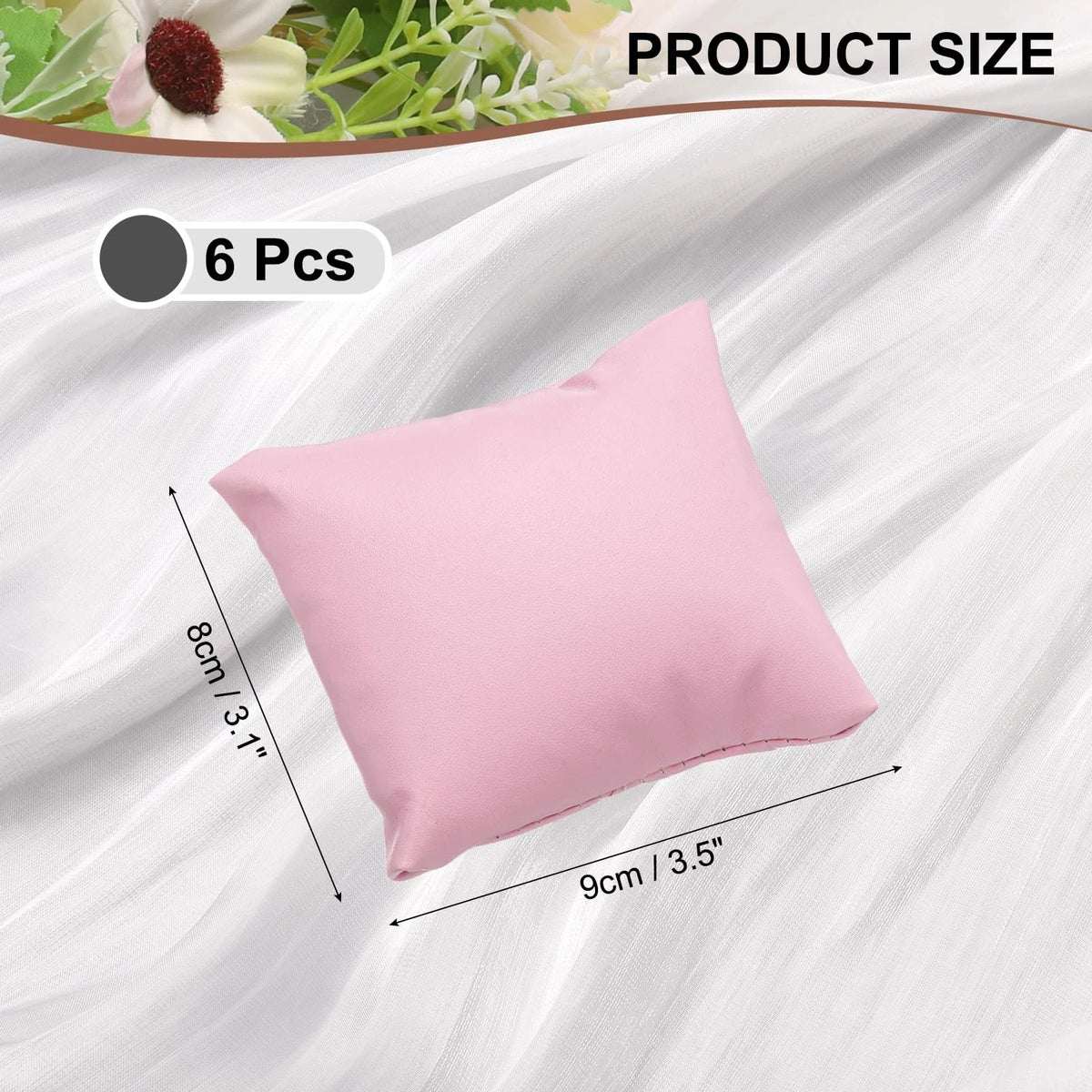Set of 6 Leather Watch Pillows for Jewelry Display - Pink
