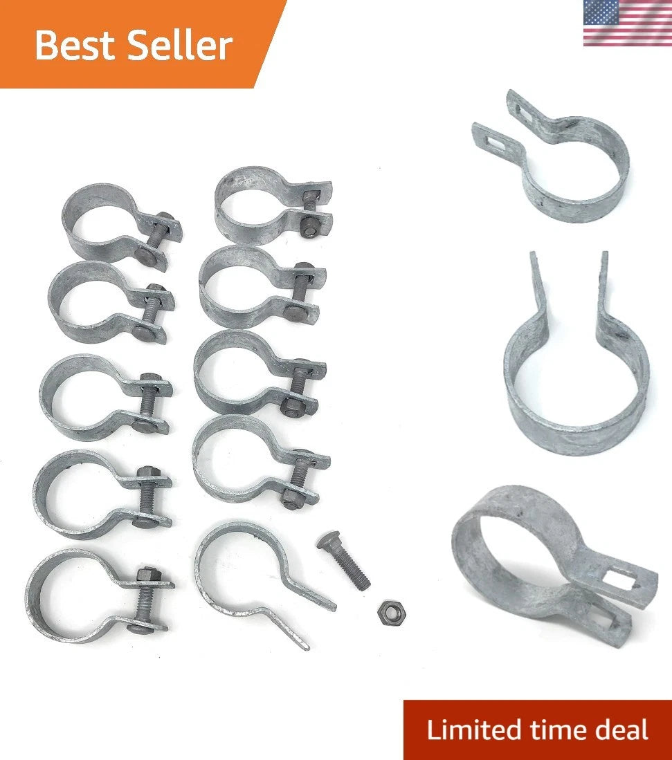 10 Pack Brace Bands for Chain Link Fence - Includes Bolts & Nuts